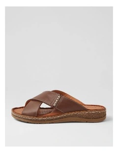 Bindya Chocolate Leather Slides