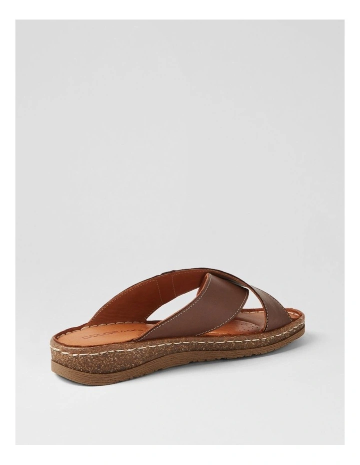 Bindya Chocolate Leather Slides image 3