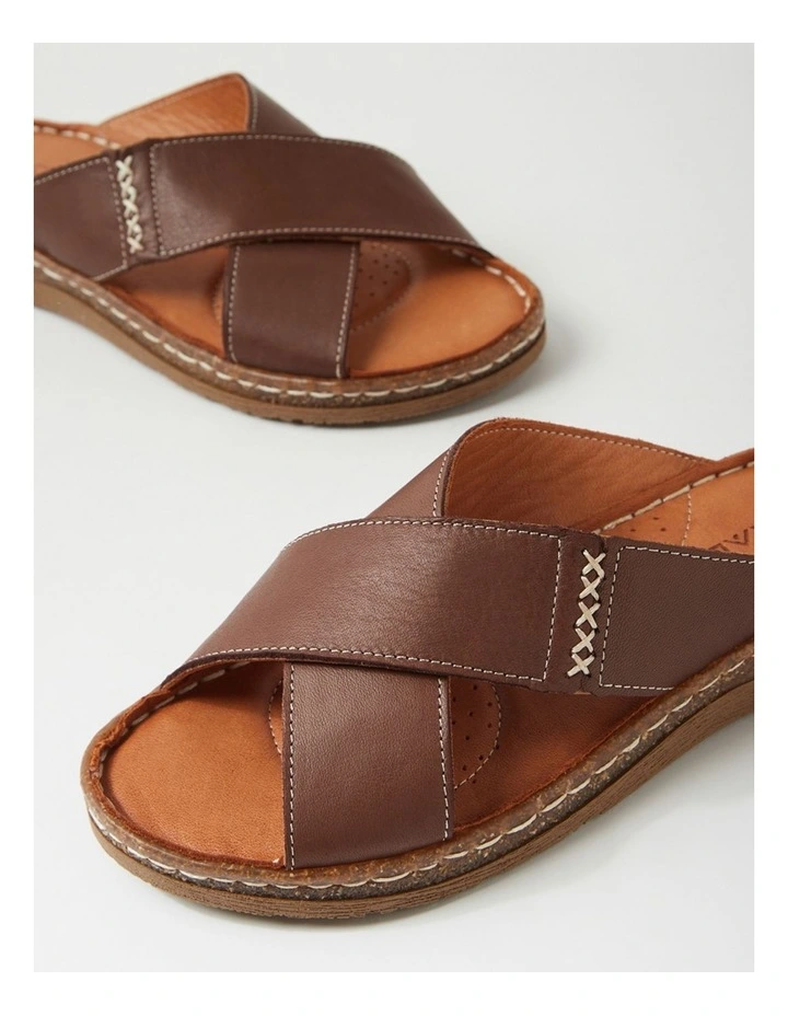 Bindya Chocolate Leather Slides image 5