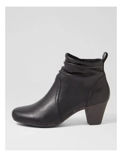 Feliciity Black Leather Ankle Boots