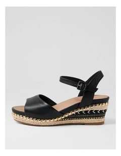 Cousin Black Jewelled Rope Leather Sandals