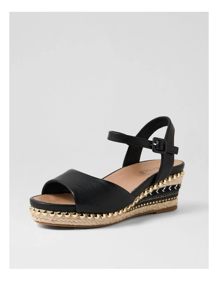 Cousin Black Jewelled Rope Leather Sandals image 2