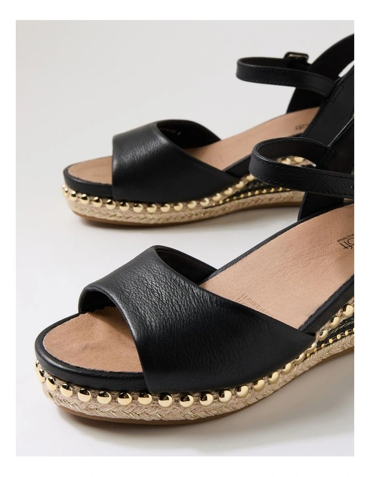Cousin Black Jewelled Rope Leather Sandals image 5