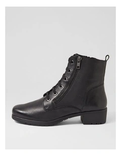 Cash Black Leather Ankle Boots