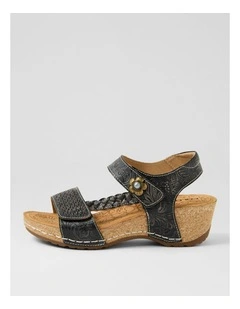 Jade Black Leather Sandals