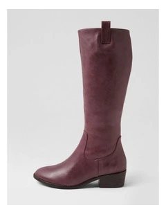 Giddy Plum Leather Knee High Boots