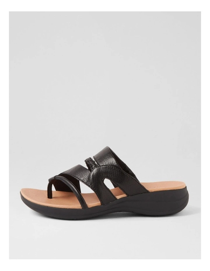 Mia2 Black Leather Slides image 1