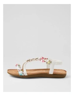 Frose White Fabric Sandals