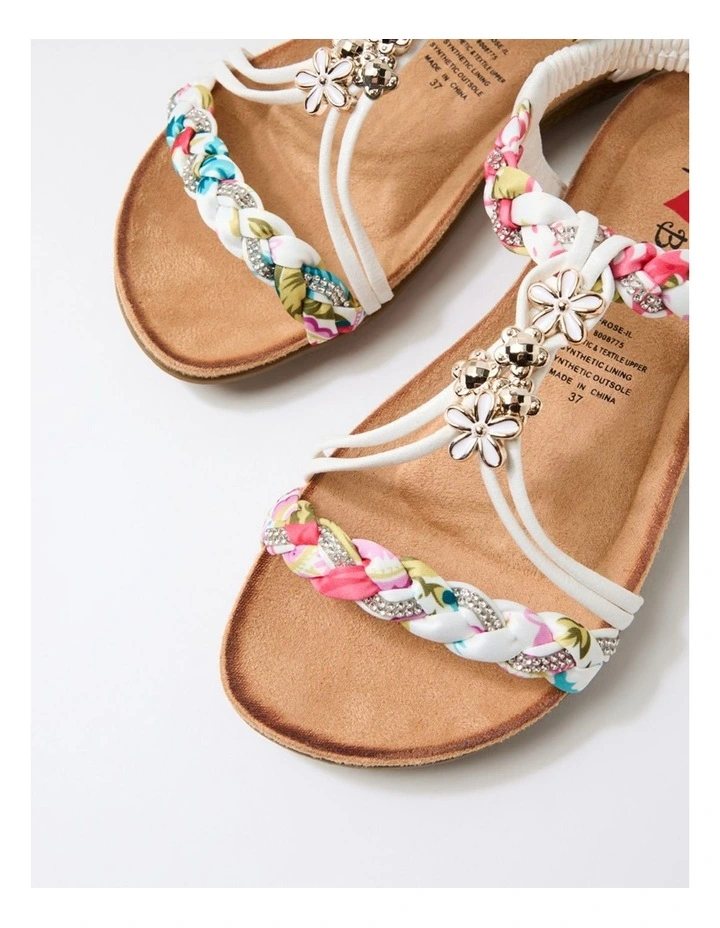 Frose White Fabric Sandals image 5