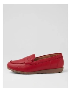 Birdi Dark Red Wide Fit Leather Loafers