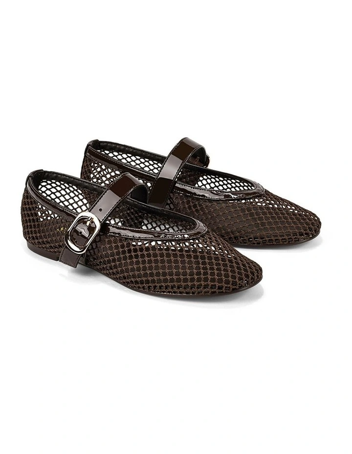 Tavi Mary Jane Ballet Flats - Chocolate Brown Mesh image 2