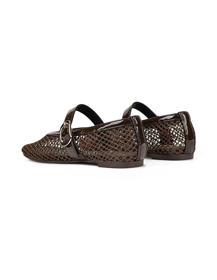 Tavi Mary Jane Ballet Flats - Chocolate Brown Mesh image 3
