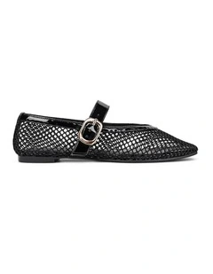 Tavi Mary Jane Ballet Flats - Black Mesh