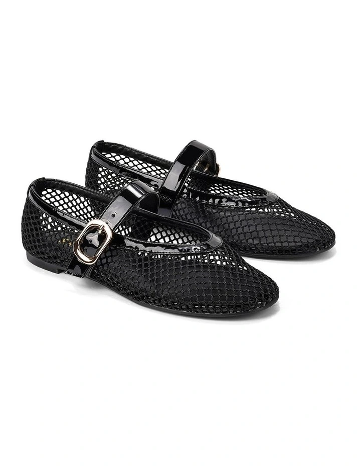 Tavi Mary Jane Ballet Flats - Black Mesh image 2