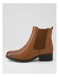 Elsies Tan Burnished Leather Ankle Boots