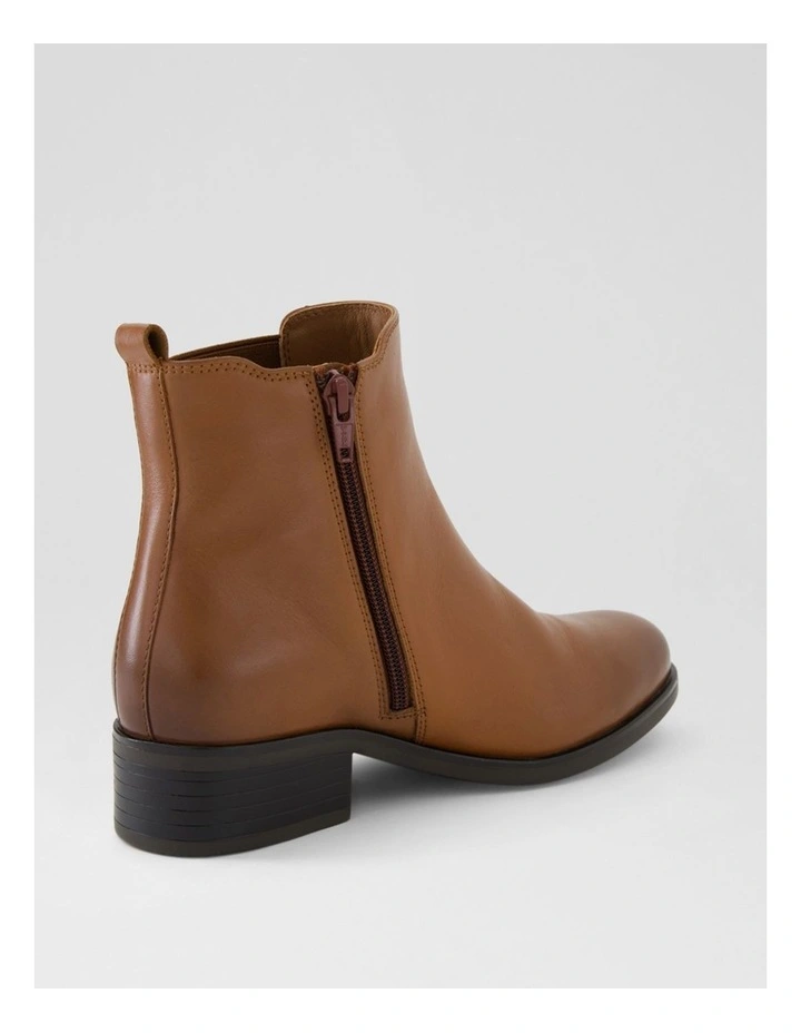 Elsies Tan Burnished Leather Ankle Boots image 3