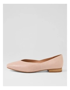 Dolla Nude Leather Flat Shoes
