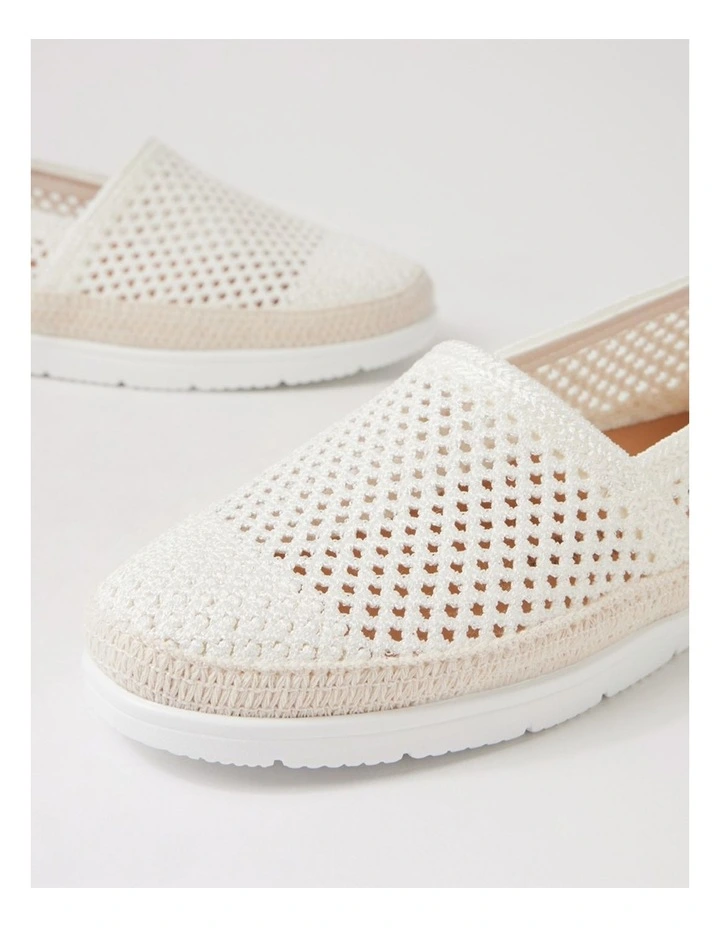 Merrik White Weave Flat Shoes image 5