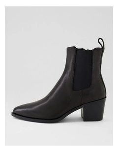 Folton Black Leather Ankle Boots