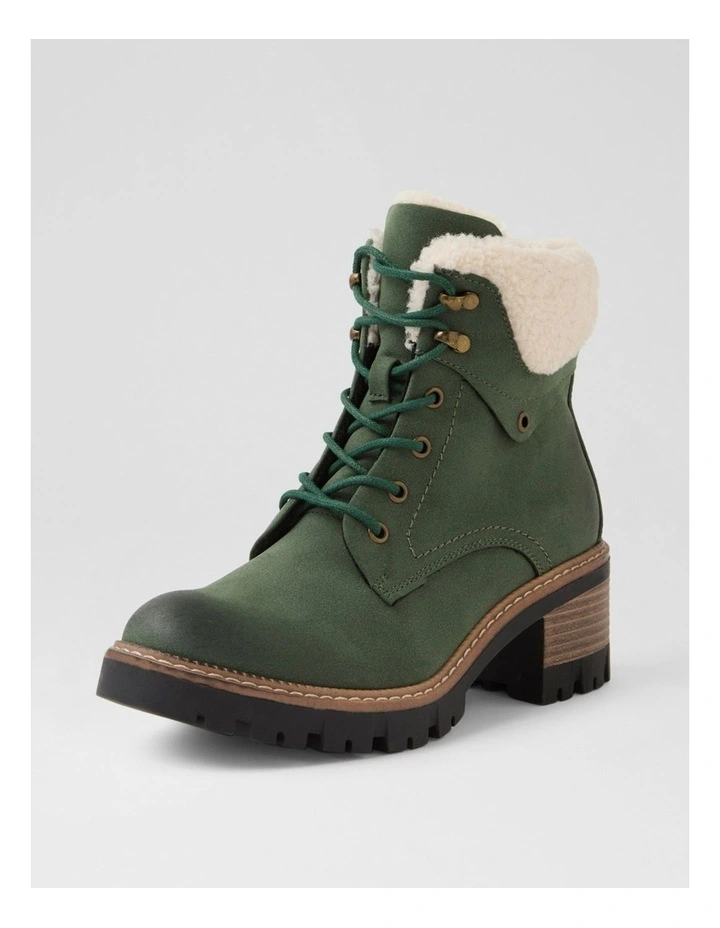 Gaspish Dark Green Nubuck Pu Ankle Boots image 2