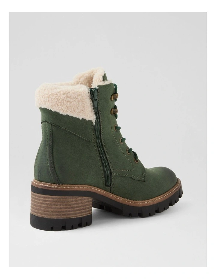 Gaspish Dark Green Nubuck Pu Ankle Boots image 3
