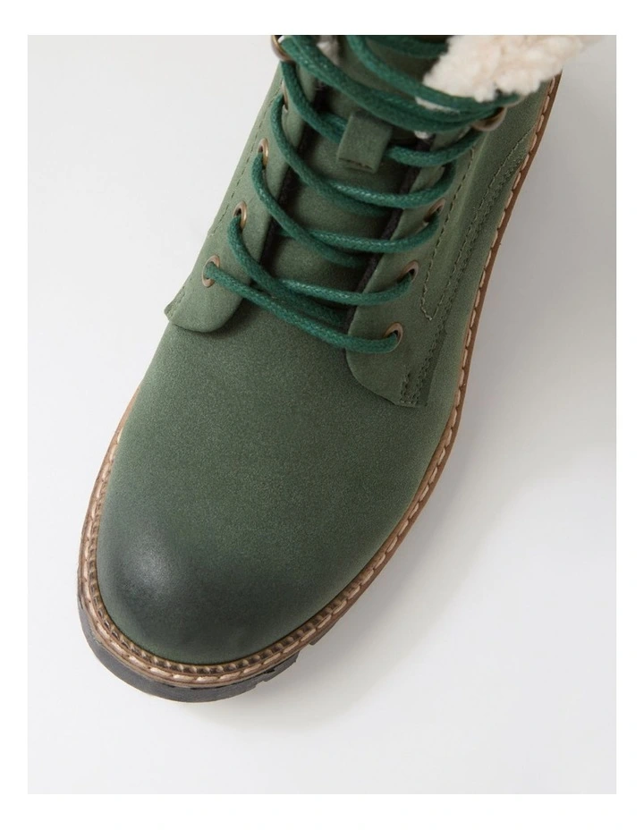 Gaspish Dark Green Nubuck Pu Ankle Boots image 4