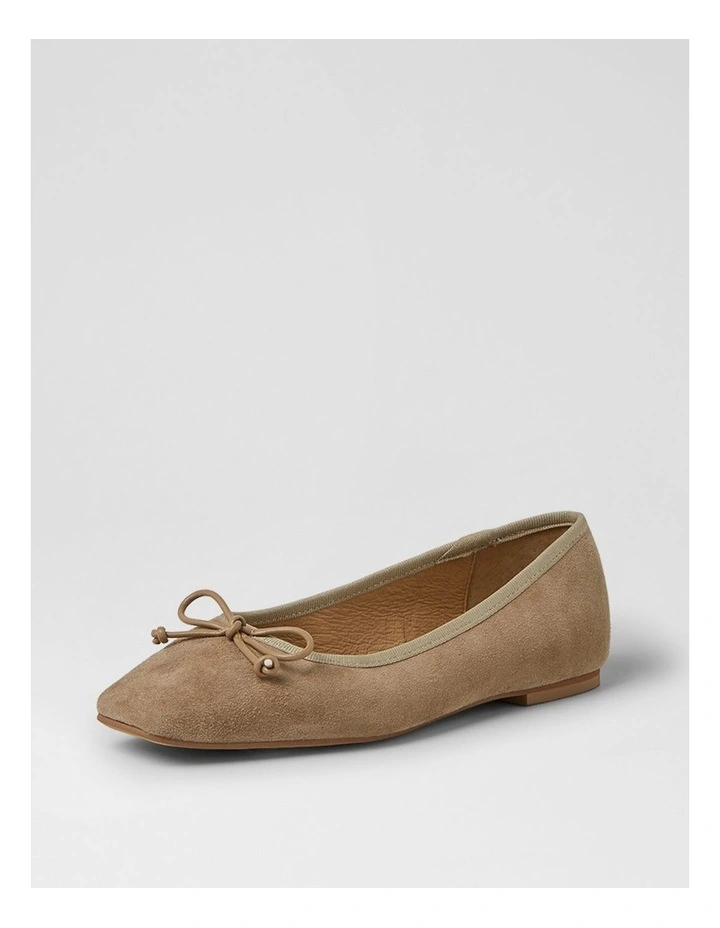 Zokena Taupe Suede Flat Shoes image 2