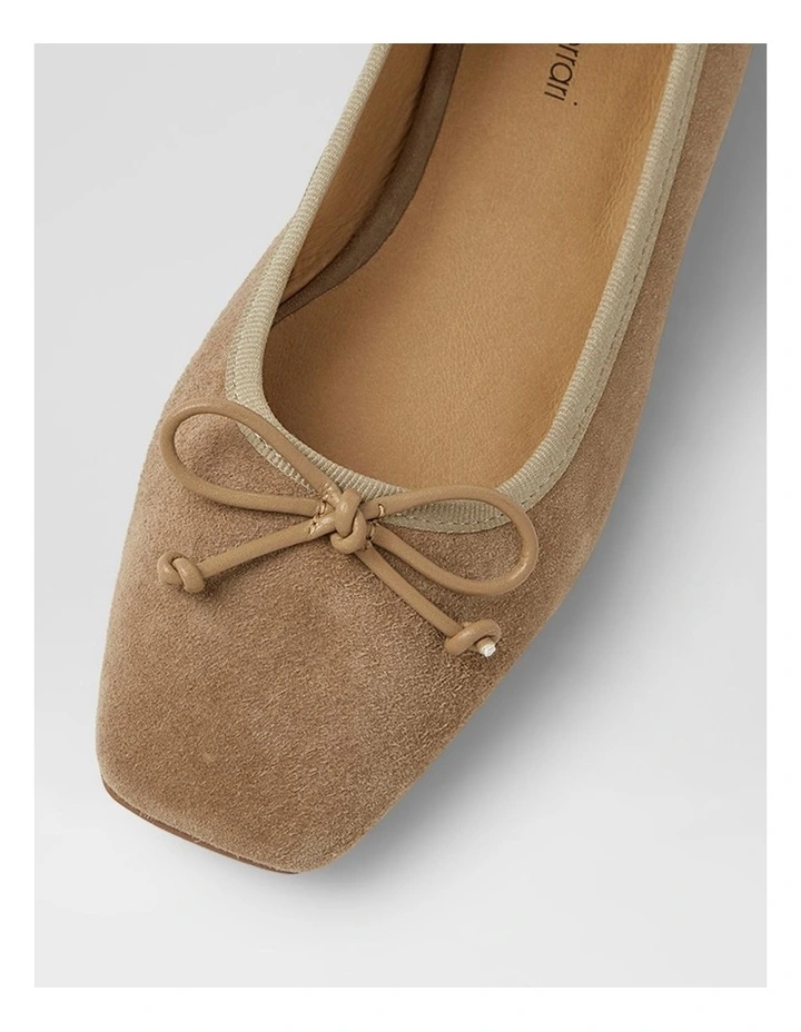 Zokena Taupe Suede Flat Shoes image 4