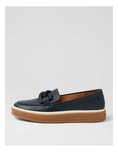 Pottega Navy Leather Loafers