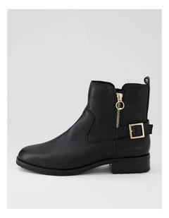Haysie Black Leather Ankle Boots
