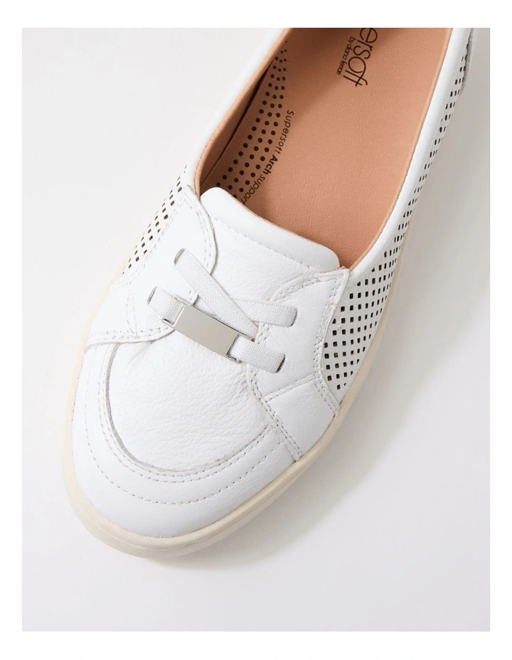 Tarins White Leather Flat Shoes image 4