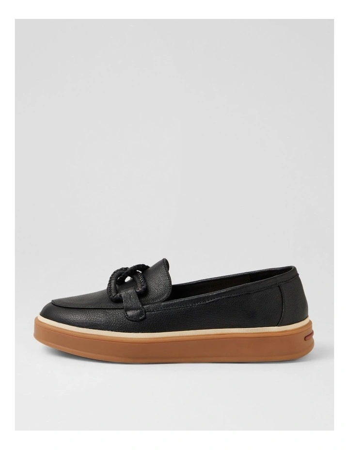 Pottega Black Leather Flat Shoes image 1