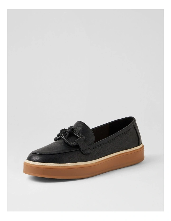 Pottega Black Leather Flat Shoes image 2