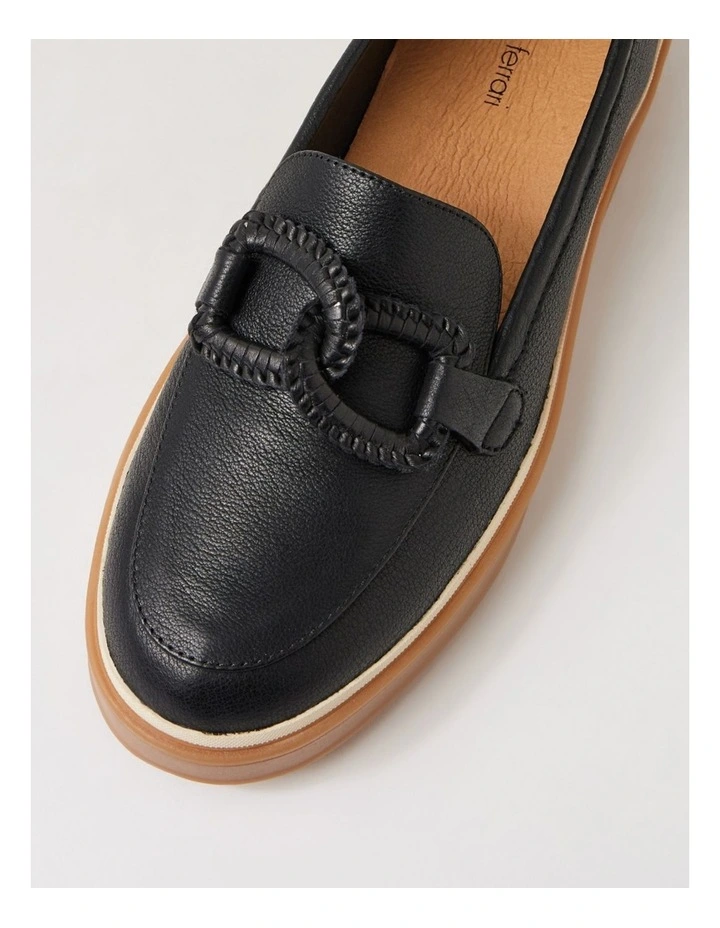 Pottega Black Leather Flat Shoes image 4