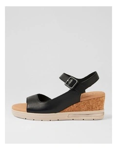 Afelia Black Leather Sandals
