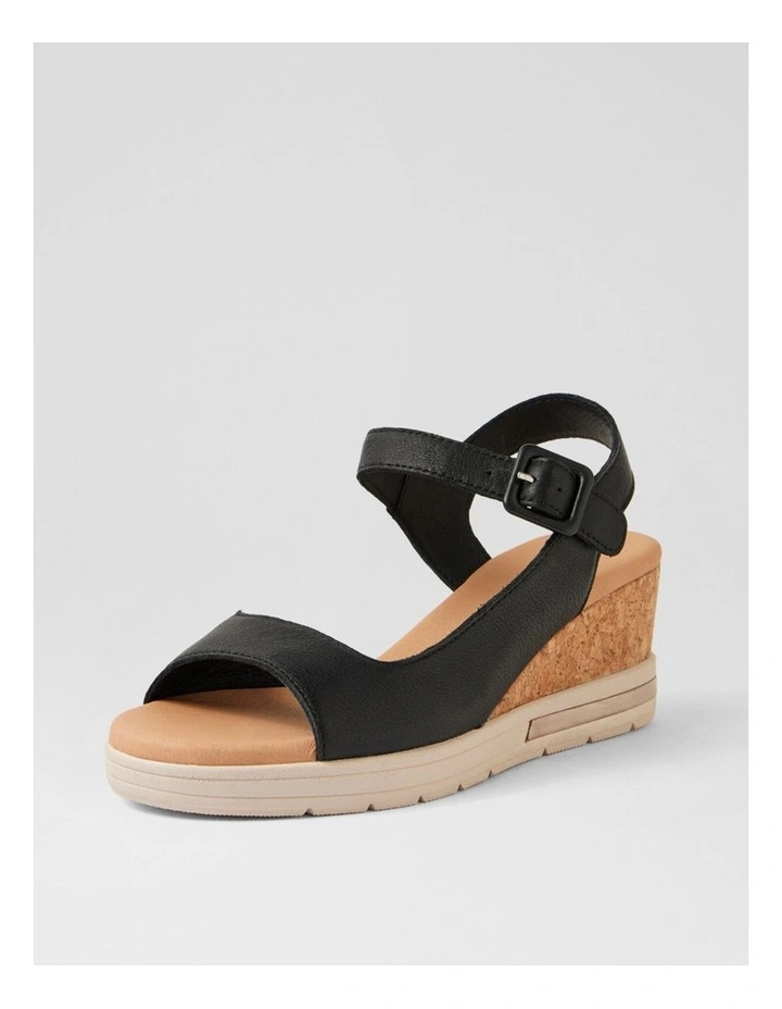 Afelia Black Leather Sandals image 2