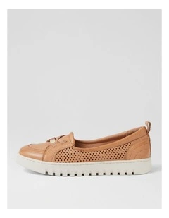Tarins Dark Tan Off White Sole Leather Flat Shoes