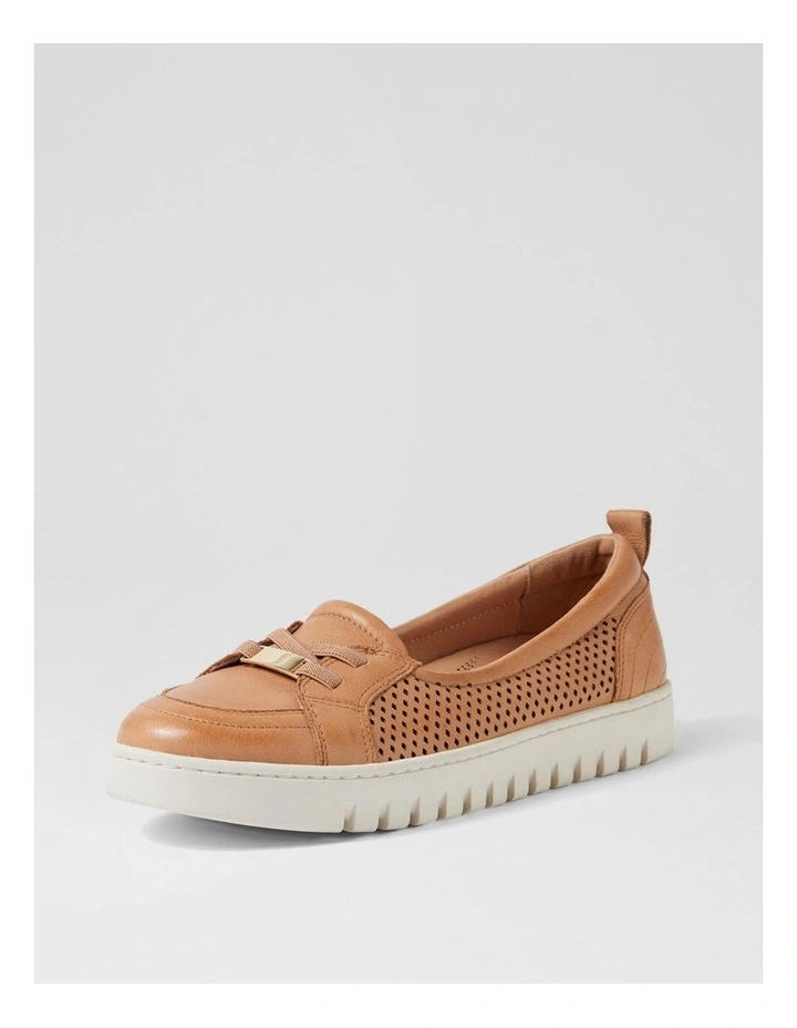 Tarins Dark Tan Off White Sole Leather Flat Shoes image 2