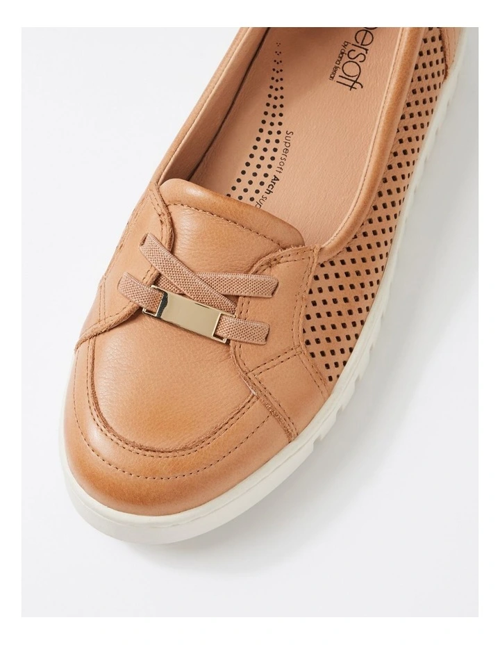 Tarins Dark Tan Off White Sole Leather Flat Shoes image 4