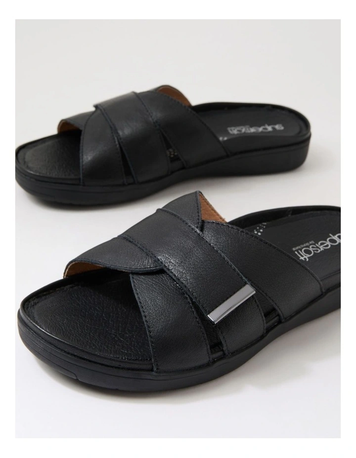 Kimmies Black Leather Sandals image 5
