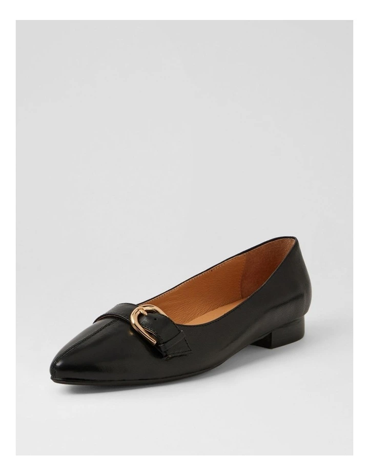 Darcee Black Leather Flat Shoes image 2