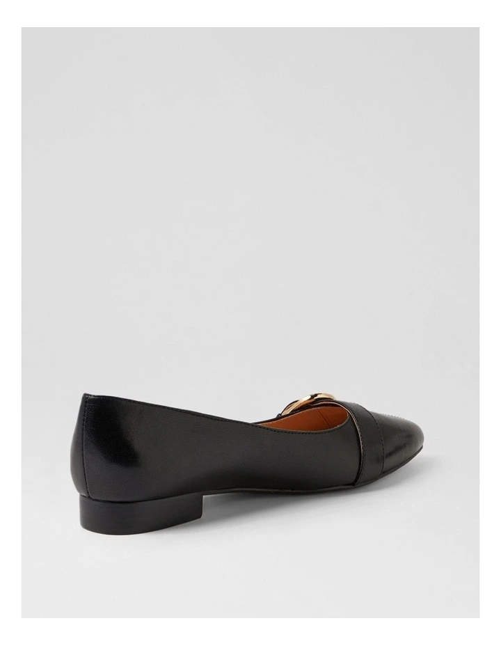 Darcee Black Leather Flat Shoes image 3