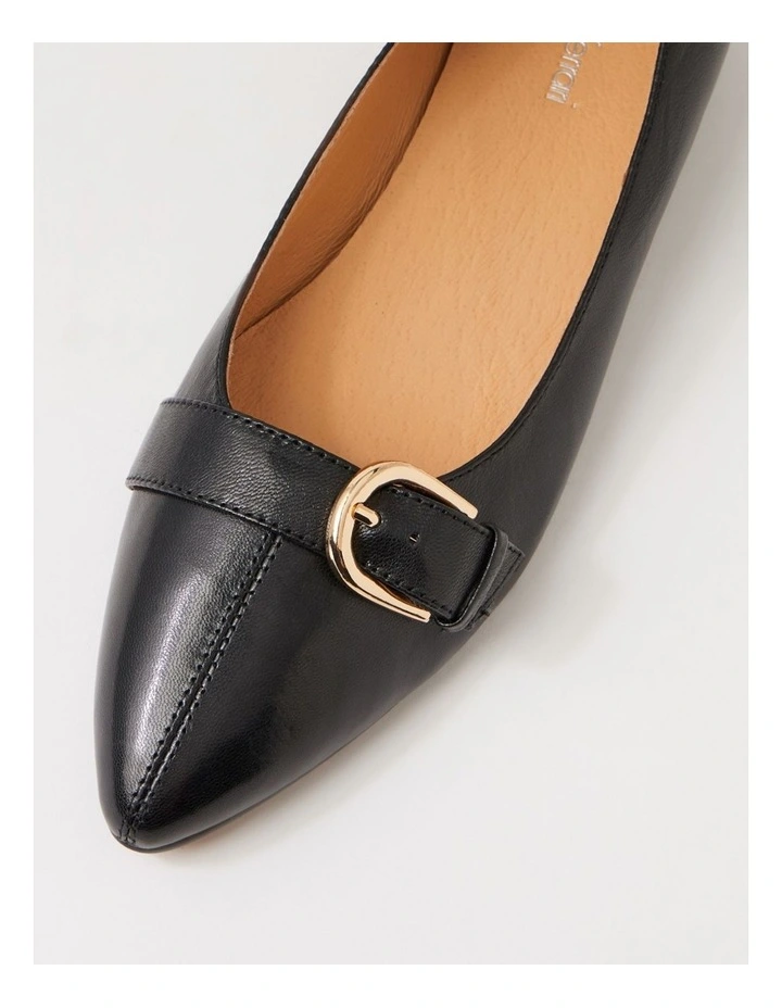 Darcee Black Leather Flat Shoes image 4
