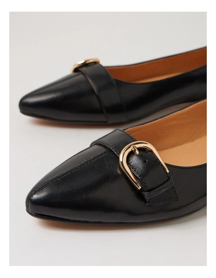 Darcee Black Leather Flat Shoes image 5