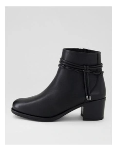 Carnations Black Leather Ankle Boots