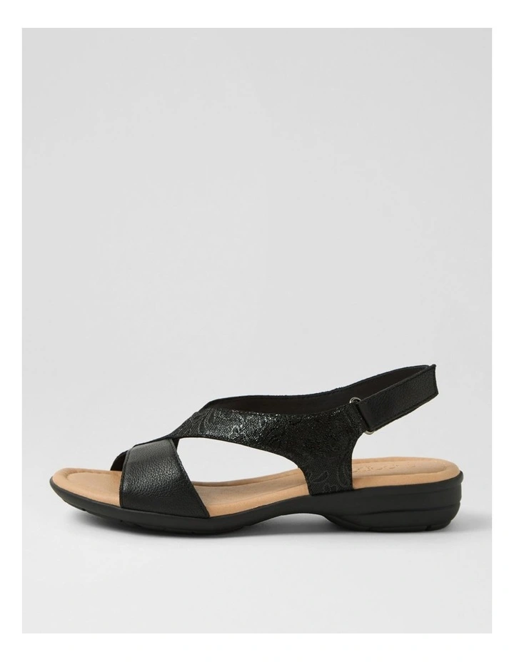 Bensin Black Floral Foil Leather Sandals image 1