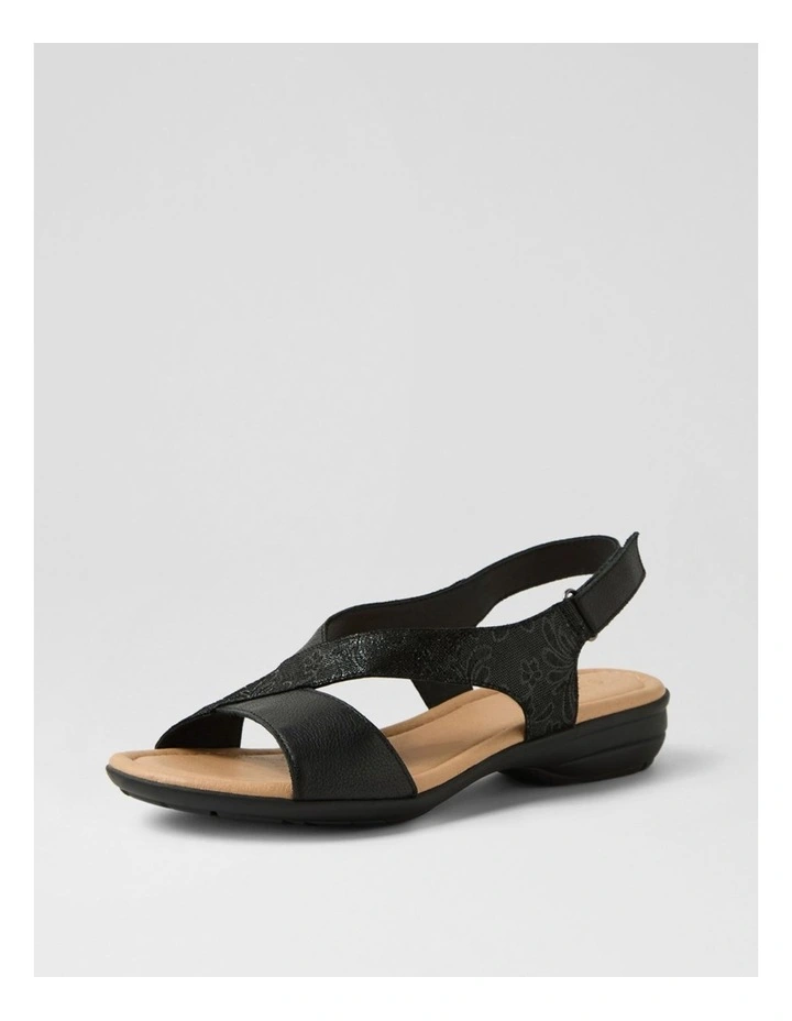 Bensin Black Floral Foil Leather Sandals image 2