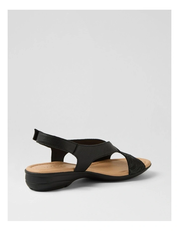 Bensin Black Floral Foil Leather Sandals image 3