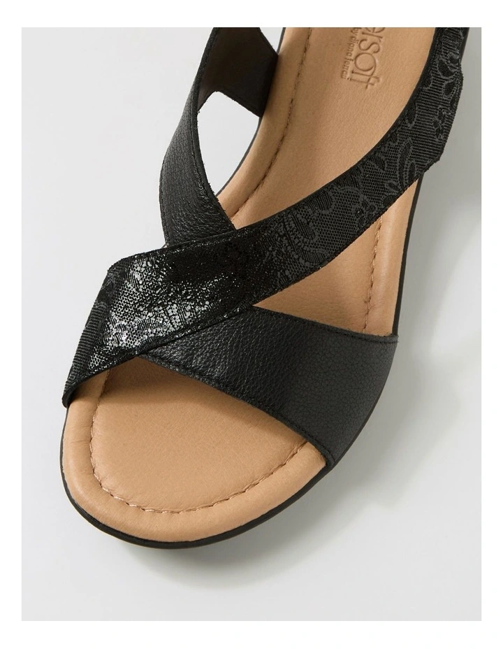 Bensin Black Floral Foil Leather Sandals image 4