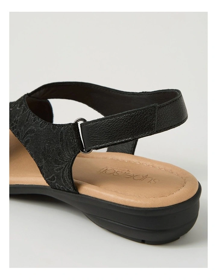 Bensin Black Floral Foil Leather Sandals image 5